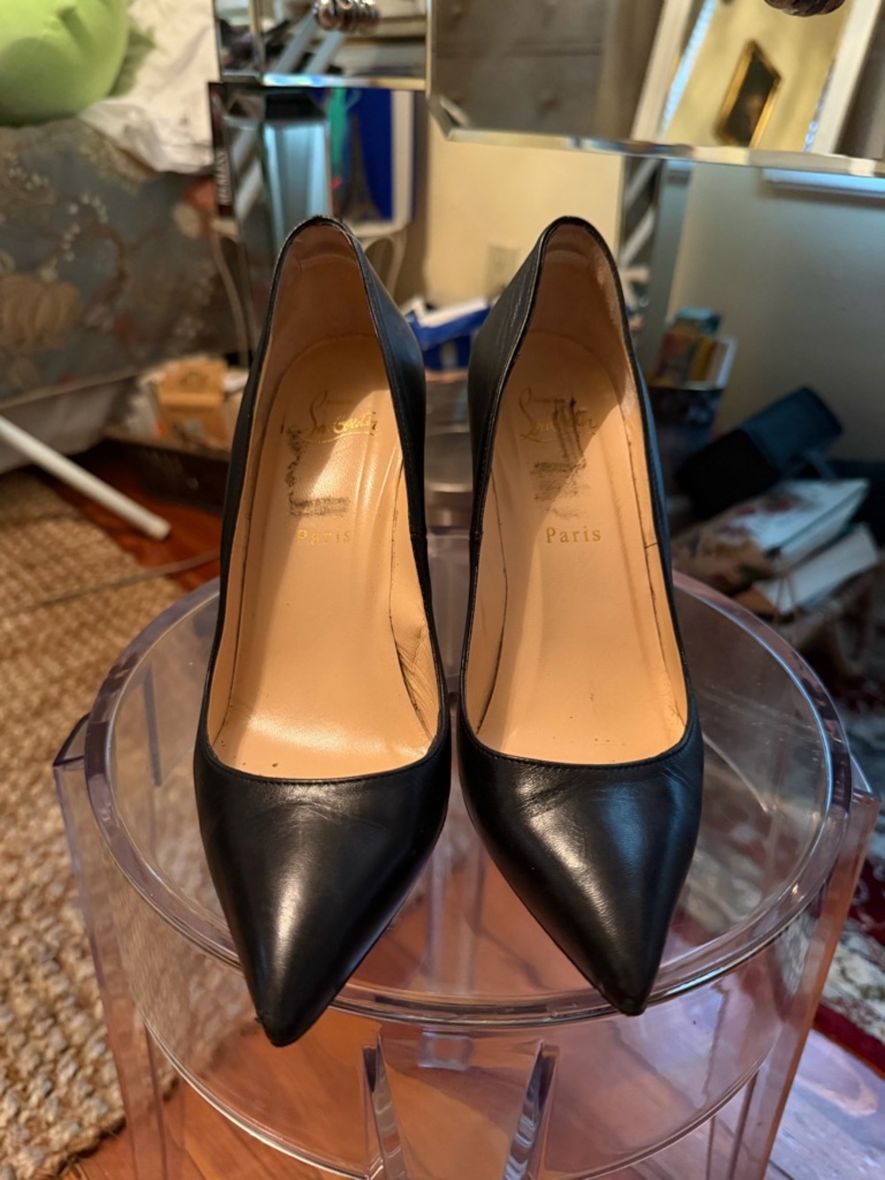 Christian Louboutin Batignolles Black Leather Pointed Toe Stiletto Pumps